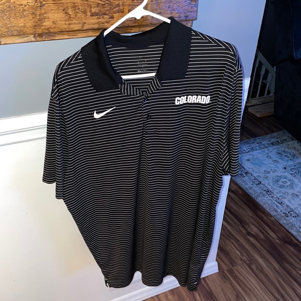Nike DRI-FIT Black and White Colorado Golf Polo